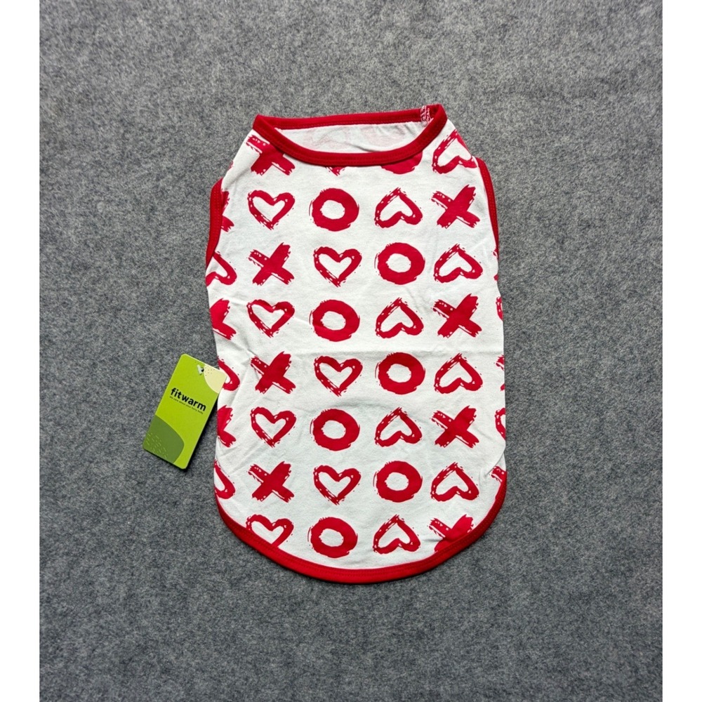 Fitwarm Valentine Dog Shirt White Red Hearts XOXO Pet Apparel New With Tags